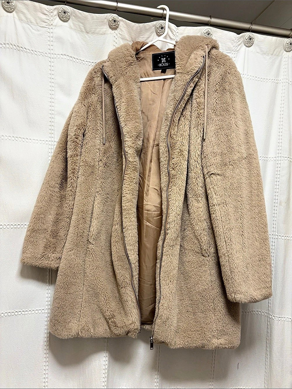 NoLess Teddy Coat with Hood in Brown Size Medium brand New